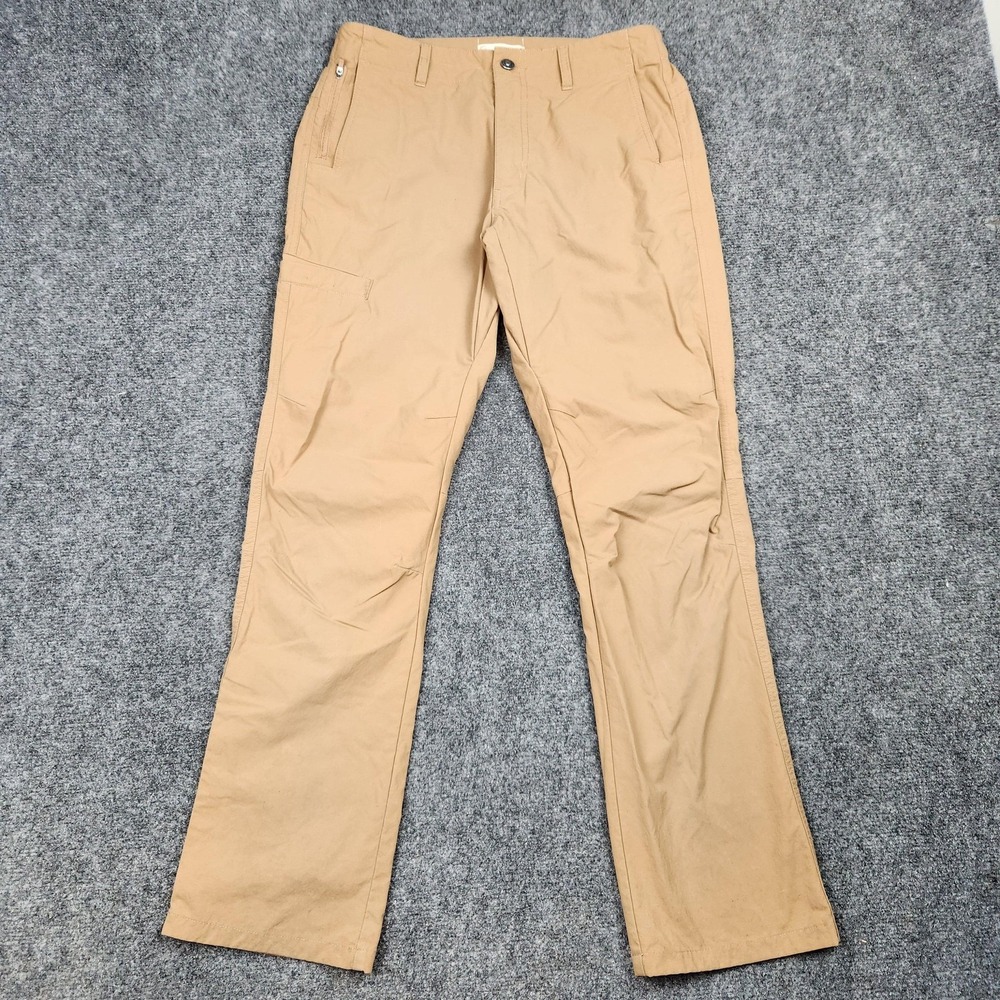 Duck Camp‎ Pants Mens Small Tan Nylon Stretch Lined Hiking Outdoor Zip Pockets